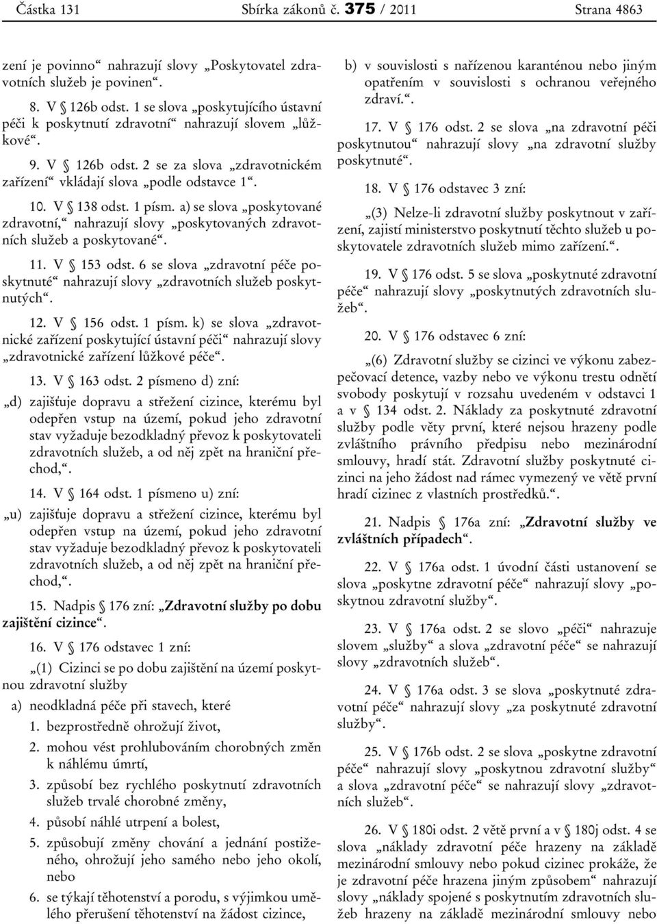 a) se slova poskytované zdravotní, nahrazují slovy poskytovaných zdravotních služeb a poskytované. 11. V 153 odst. 6 se slova zdravotní péče poskytnuté nahrazují slovy zdravotních služeb poskytnutých.