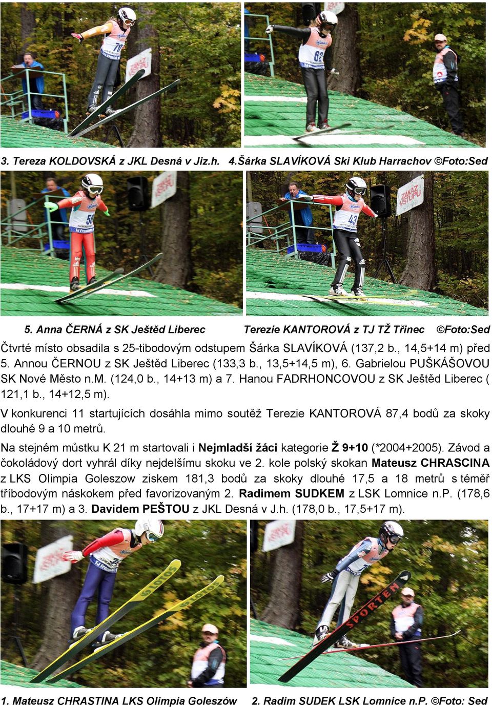 Annou ČERNOU z SK Ještěd Liberec (133,3 b., 13,5+14,5 m), 6. Gabrielou PUŠKÁŠOVOU SK Nové Město n.m. (124,0 b., 14+13 m) a 7. Hanou FADRHONCOVOU z SK Ještěd Liberec ( 121,1 b., 14+12,5 m).