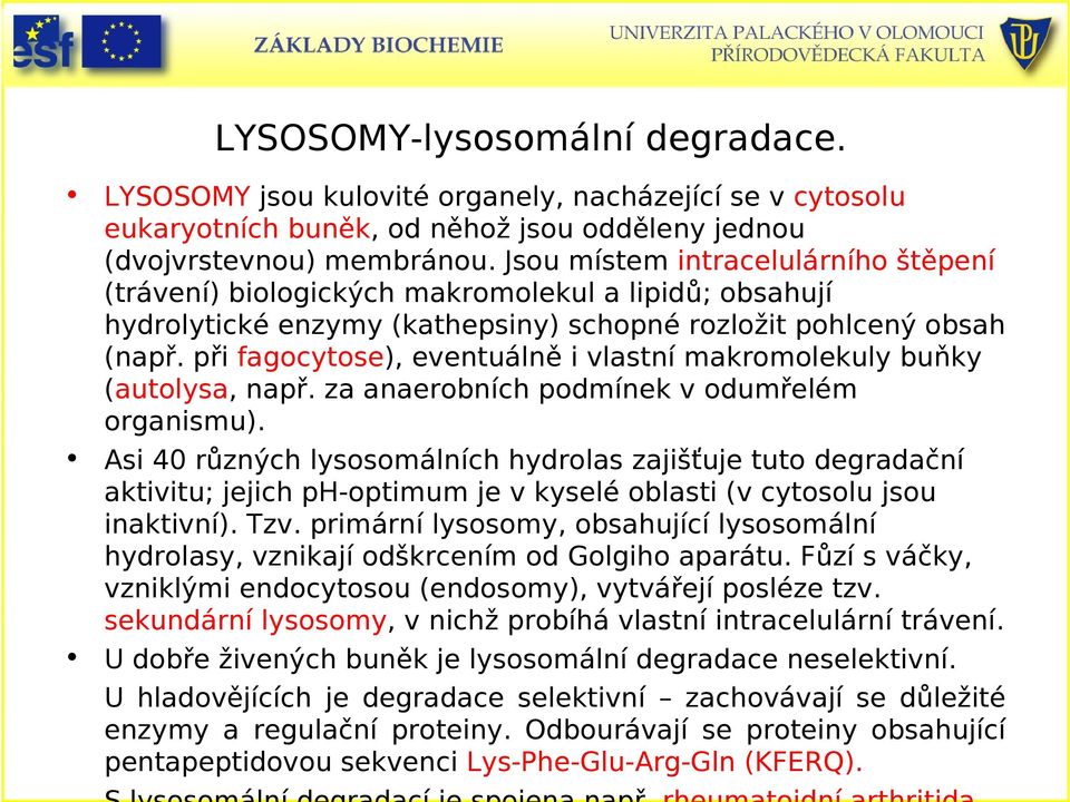 při fagocytose), eventuálně i vlastní makromolekuly buňky (autolysa, např. za anaerobních podmínek v odumřelém organismu).