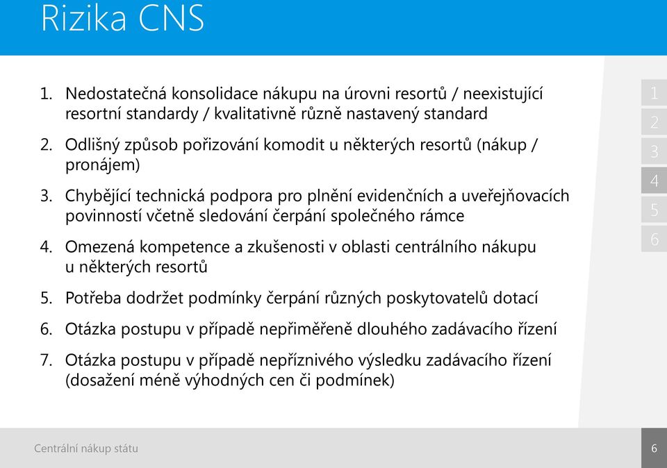 Chybějící technická podpora pro plnění evidenčních a uveřejňovacích povinností včetně sledování čerpání společného rámce.