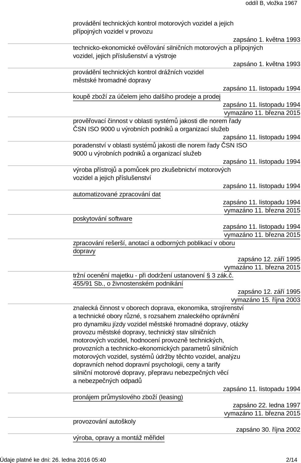 výrobních podniků a organizací služeb poradenství v oblasti systémů jakosti dle norem řady ČSN ISO 9000 u výrobních podniků a organizací služeb výroba přístrojů a pomůcek pro zkušebnictví motorových