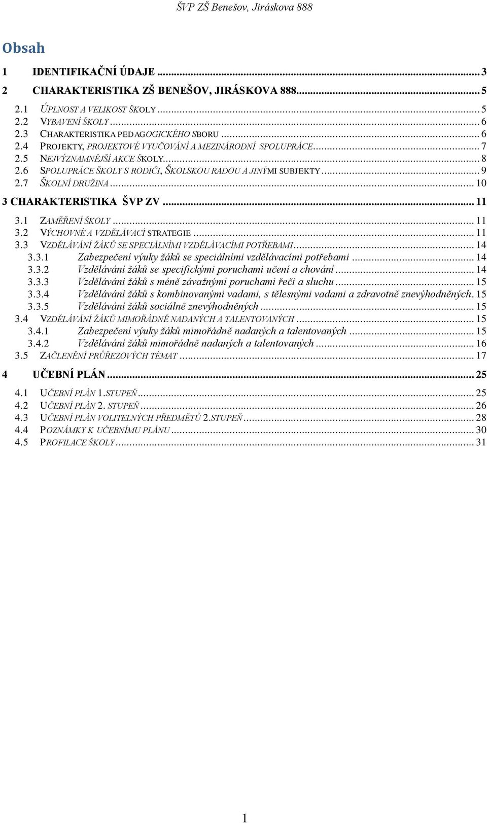 1 ZAMĚŘENÍ ŠKOLY... 11 3.2 VÝCHOVNÉ A VZDĚLÁVACÍ STRATEGIE... 11 3.3 VZDĚLÁVÁNÍ ŢÁKŮ SE SPECIÁLNÍMI VZDĚLÁVACÍMI POTŘEBAMI... 14 3.3.1 Zabezpečení výuky ţáků se speciálními vzdělávacími potřebami.