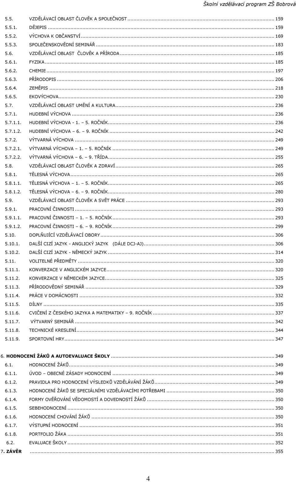 5. ROČNÍK... 236 5.7.1.2. HUDEBNÍ VÝCHOVA 6. 9. ROČNÍK... 242 5.7.2. VÝTVARNÁ VÝCHOVA... 249 5.7.2.1. VÝTVARNÁ VÝCHOVA 1. 5. ROČNÍK... 249 5.7.2.2. VÝTVARNÁ VÝCHOVA 6. 9. TŘÍDA... 255 5.8.