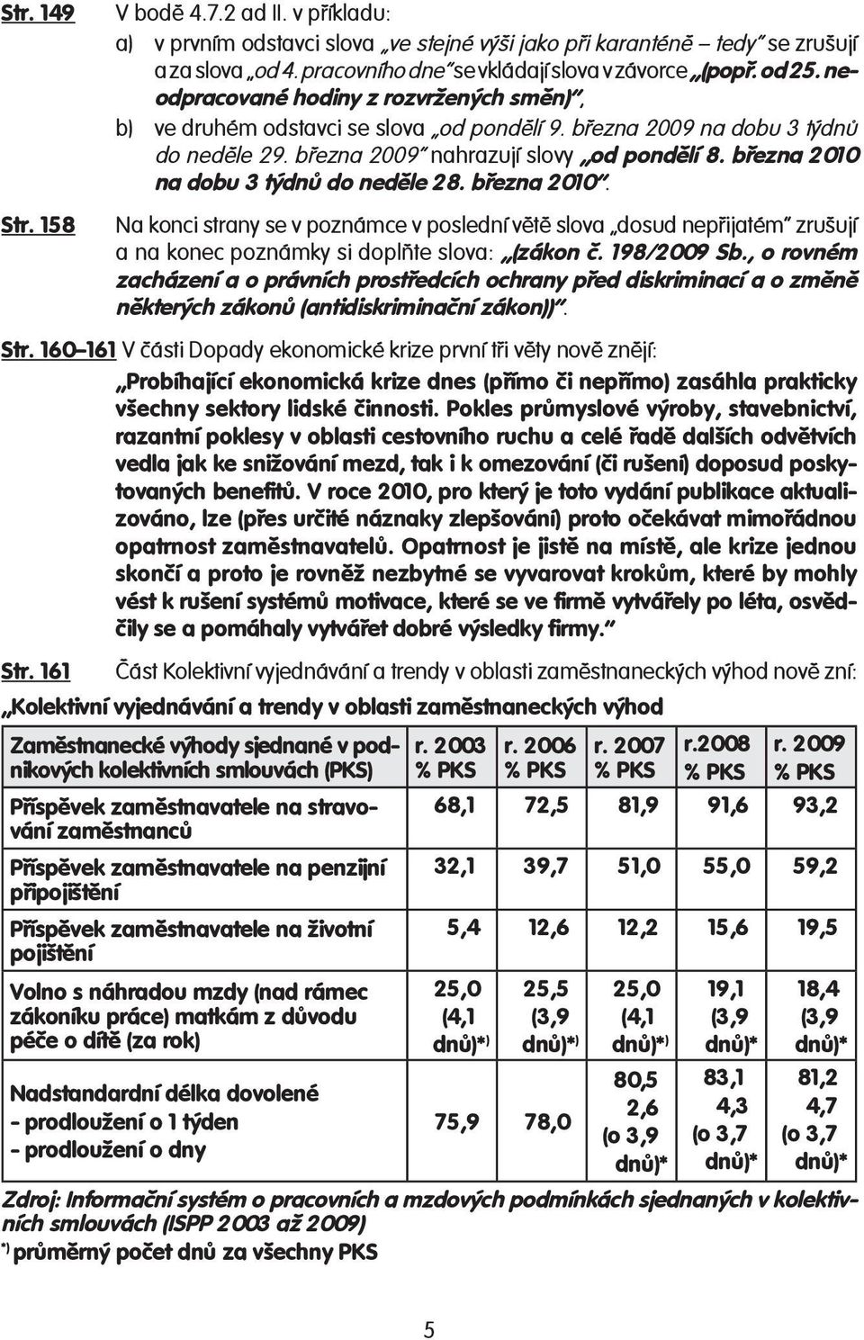 března 2010 na dobu 3 týdnů do neděle 28. března 2010. Na konci strany se v poznámce v poslední větě slova dosud nepřijatém zrušují a na konec poznámky si doplňte slova: (zákon č. 198/2009 Sb.