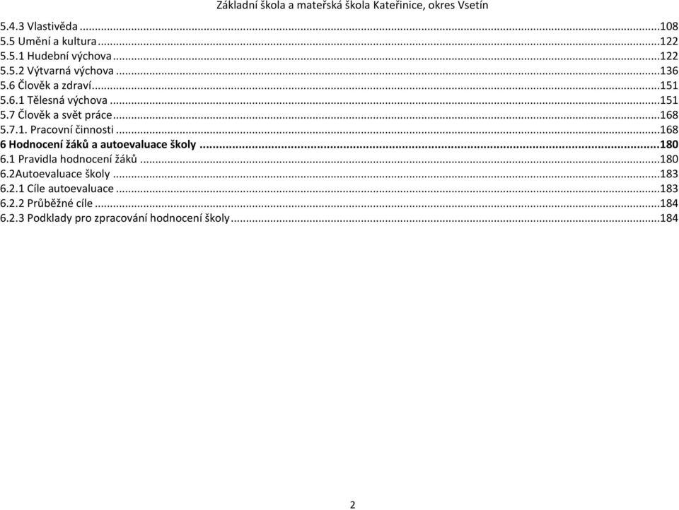 ..168 6 Hodnocení žáků a autoevaluace školy... 180 6.1 Pravidla hodnocení žáků...180 6.2Autoevaluace školy.