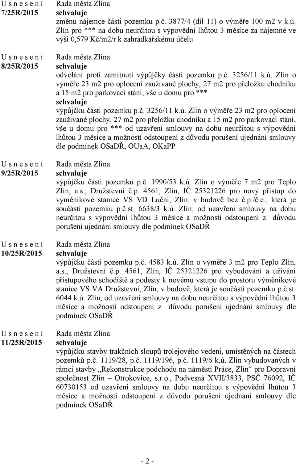 elu odvolání proti zamítnutí výpůjčky části pozemku p.č. 3256/11 k.ú.