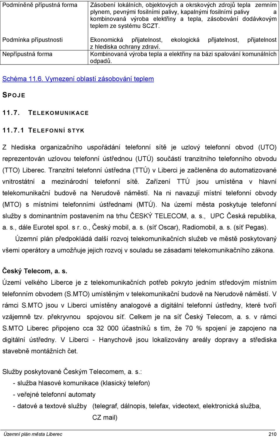 Kombinovaná výroba tepla a elektřiny na bázi spalování komunálních odpadů. Schéma 11.6. Vymezení oblastí zásobování teplem SPOJE 11.7.