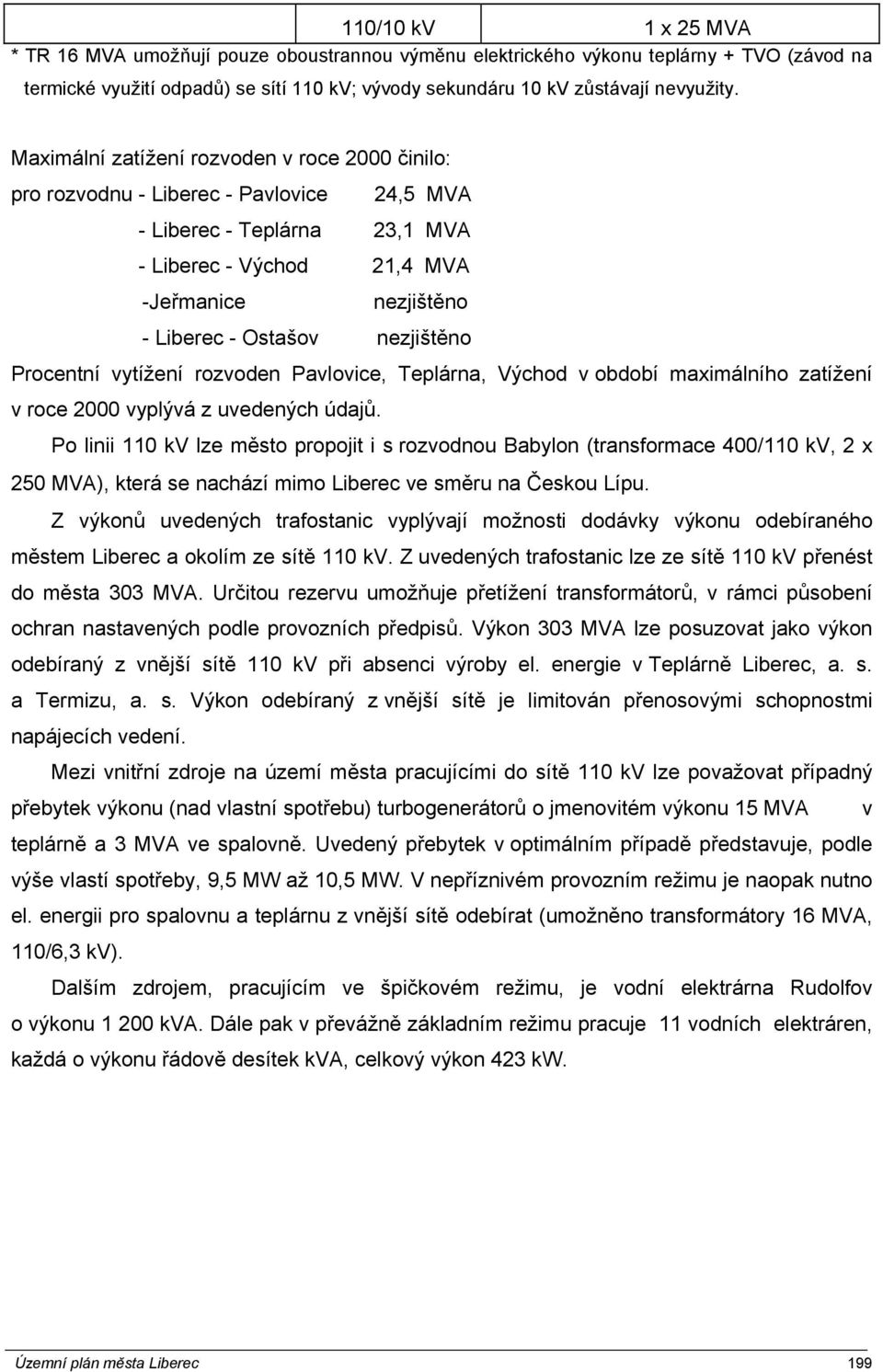 nezjištěno Procentní vytížení rozvoden Pavlovice, Teplárna, Východ v období maximálního zatížení v roce 2000 vyplývá z uvedených údajů.