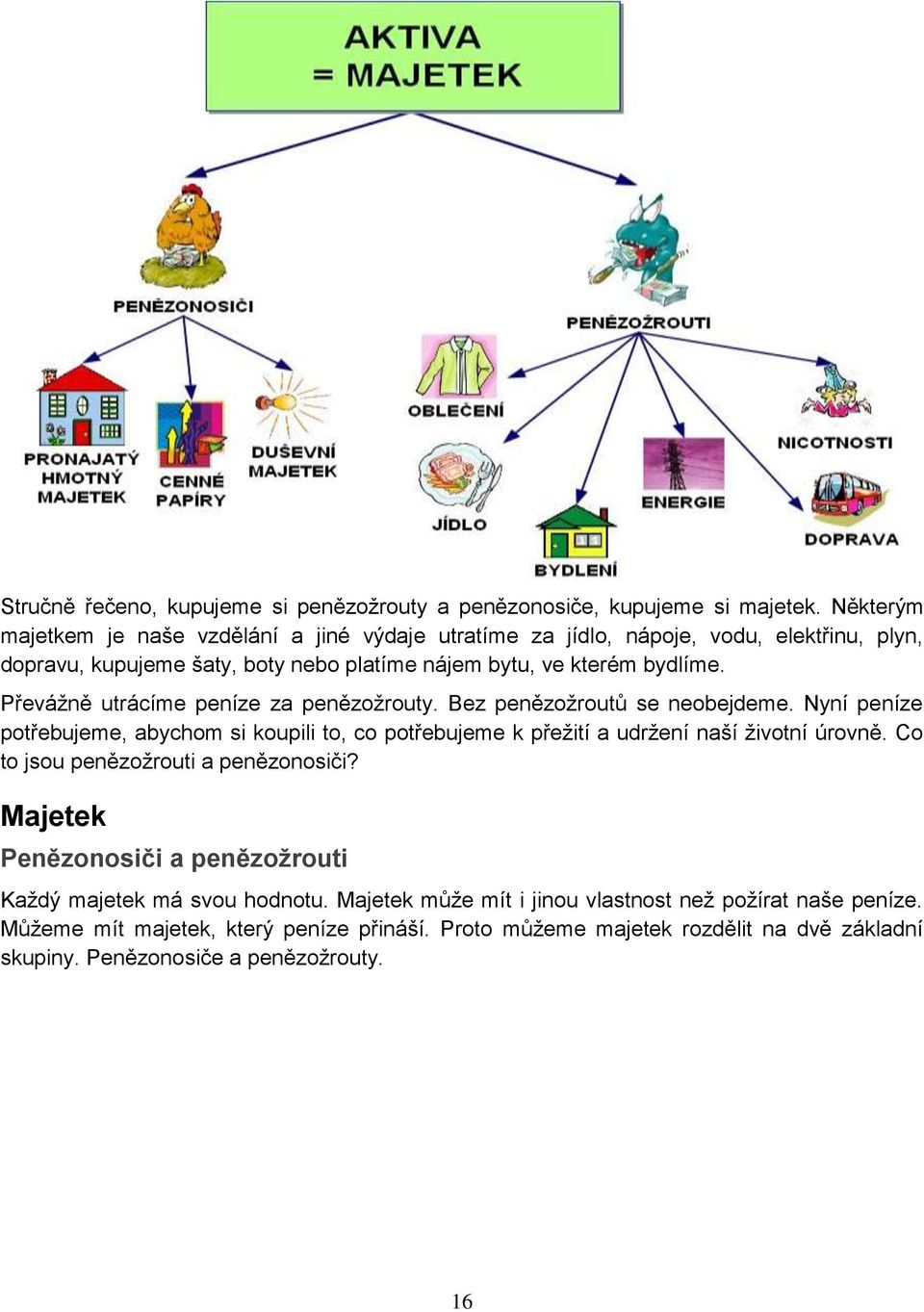 Převáţně utrácíme peníze za penězoţrouty. Bez penězoţroutů se neobejdeme. Nyní peníze potřebujeme, abychom si koupili to, co potřebujeme k přeţití a udrţení naší ţivotní úrovně.