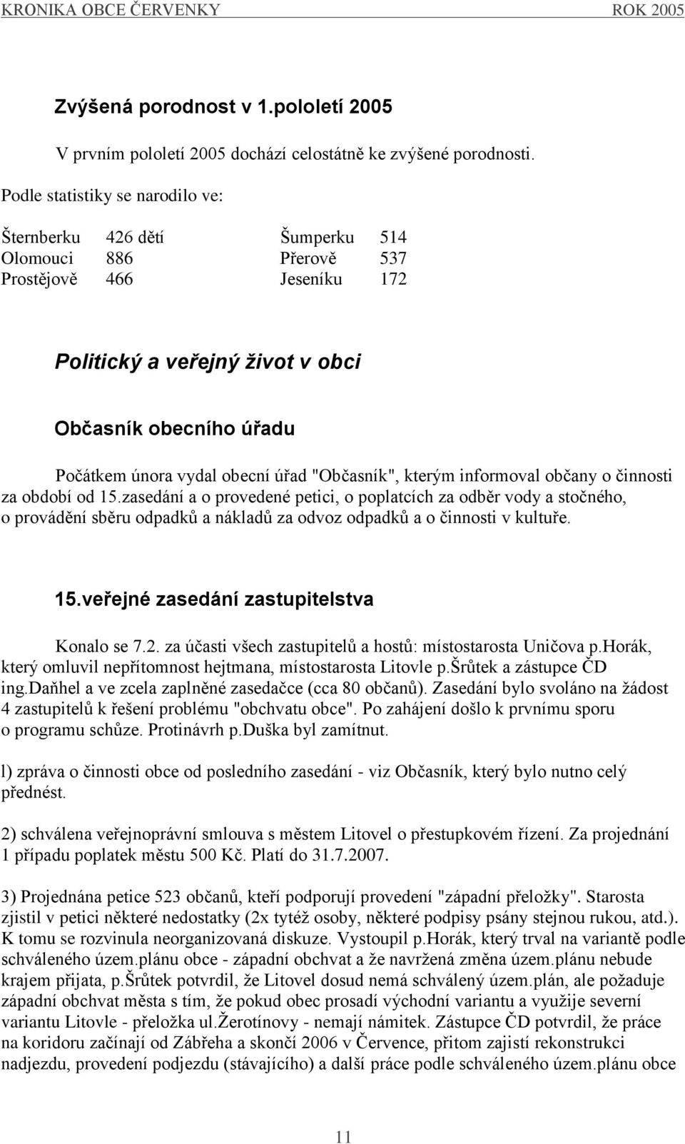 obecní úřad "Občasník", kterým informoval občany o činnosti za období od 15.