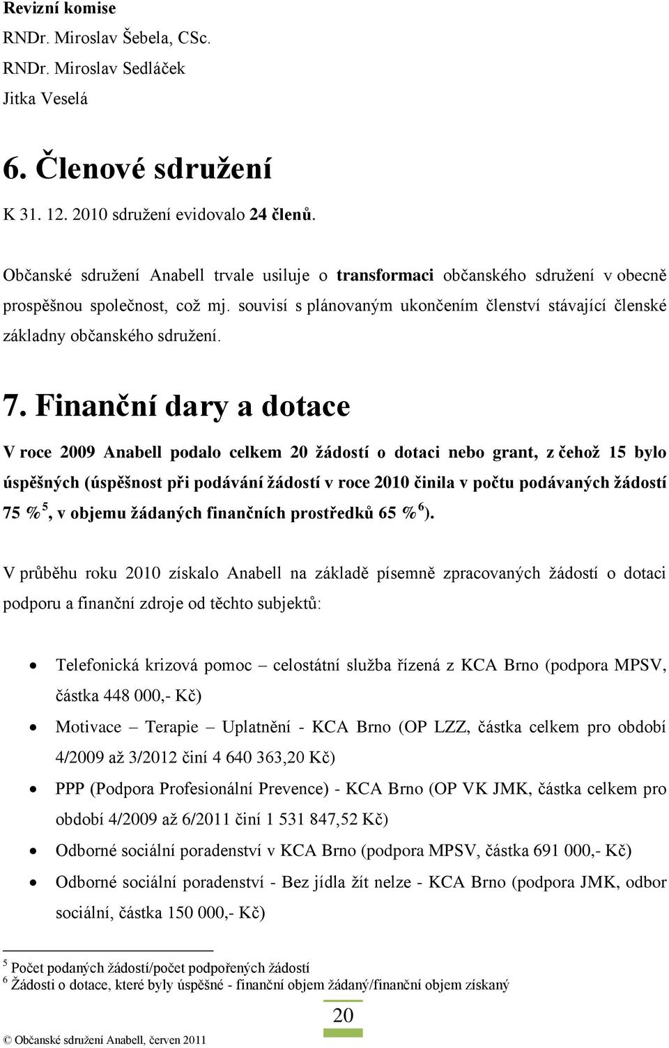 souvisí s plánovaným ukončením členství stávající členské základny občanského sdruţení. 7.