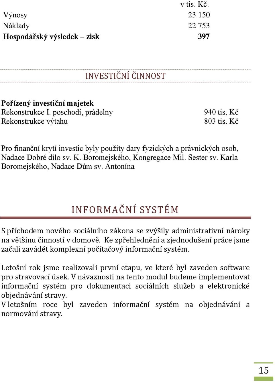 Antnína INFORMAČNÍ SYSTÉM S příchdem nvéh sciálníh zákna se zvýšily administrativní nárky na většinu činnstí v dmvě.