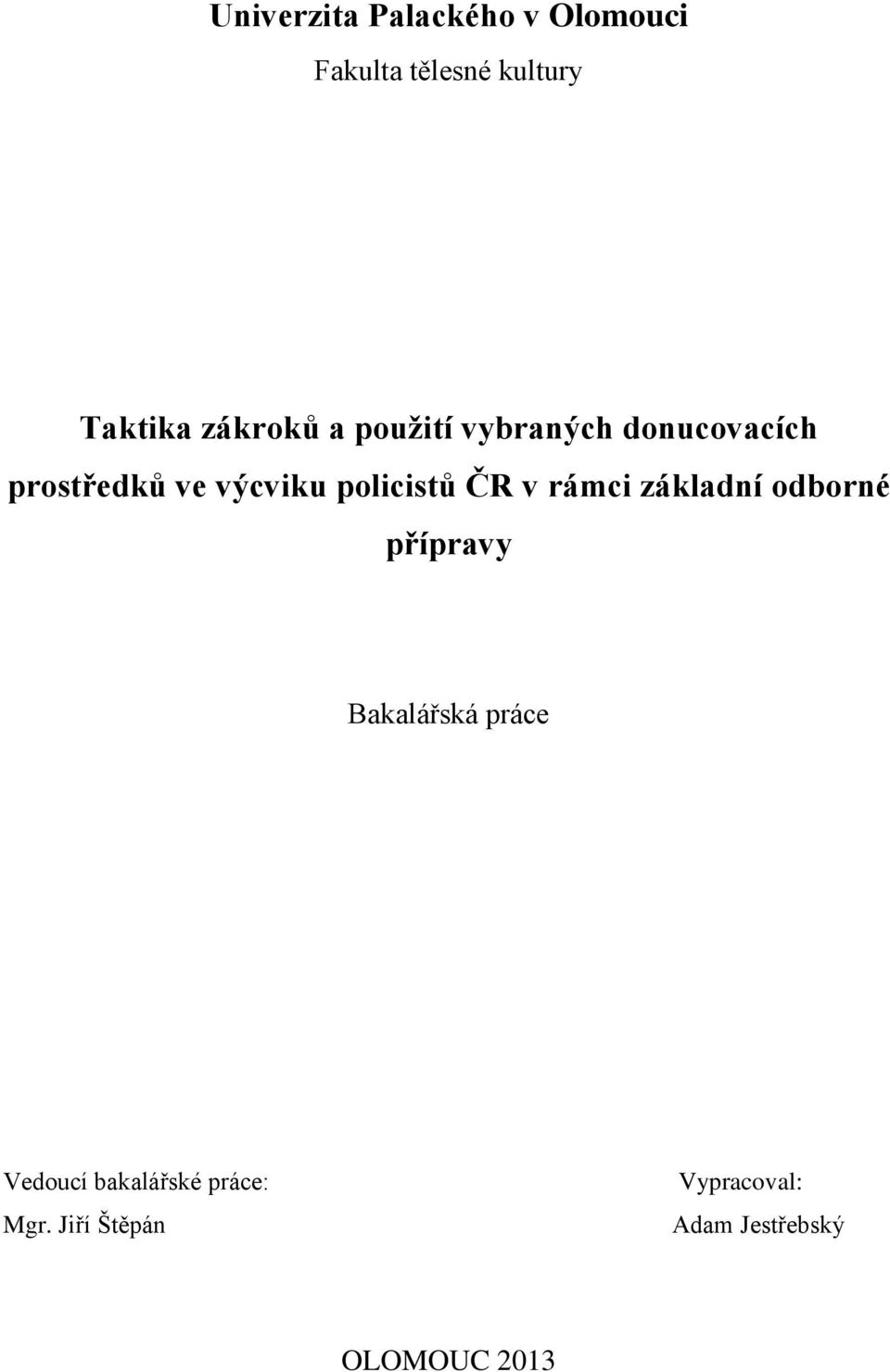 policistů ČR v rámci základní odborné přípravy Bakalářská práce