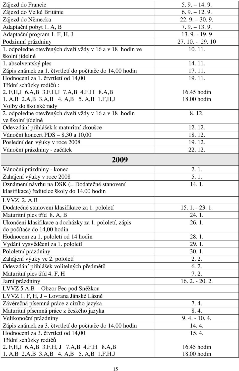 čtvrtletí do počítače do 14,00 hodin 17. 11. Hodnocení za 1. čtvrtletí od 14,00 19. 11. Třídní schůzky rodičů : 2. F,H,J 6.A,B 3.F,H,J 7.A,B 4.F,H 8.A,B 1. A,B 2.A,B 3.A,B 4. A,B 5. A,B 1.F,H,J 16.