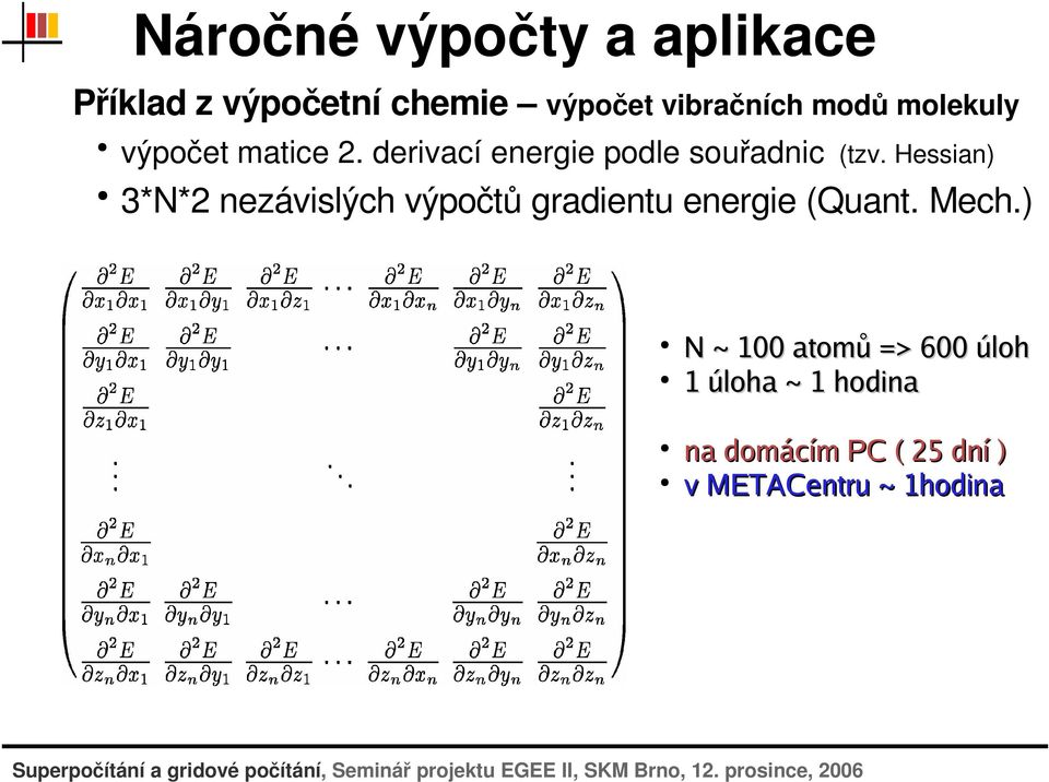 hessian) 3*N*2nezávislýchvýpočtůgradientuenergie(Quant.Mech.