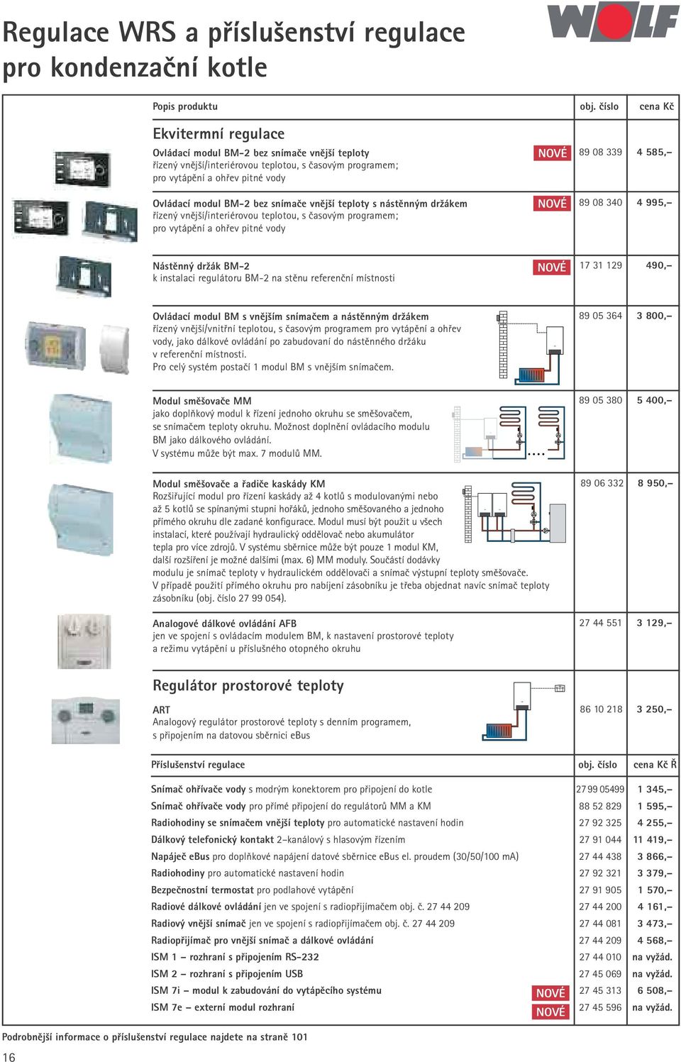 Ovládací modul BM-2 bez snímače vnější teploty s nástěnným držákem NOVÉ 89 08 340 4 995, řízený vnější/interiérovou teplotou, s časovým programem; pro vytápění a ohřev pitné vody Nástěnný držák BM-2