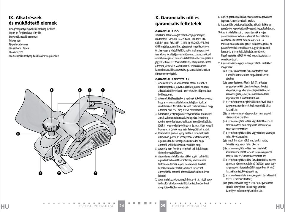 Garanciális idő és garanciális feltételek GArANCIálIS IdŐ Jótállásra, szavatosságra vonatkozó jogszabályok, rendeletek: 151/2003. (IX.22) Korm. Rendelet; Ptk. 685. e) pont; Ptk. 305-311/A-ig; 49/2003.