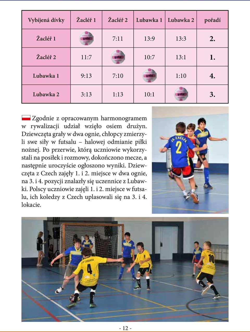 Dziewczęta grały w dwa ognie, chłopcy zmierzyli swe siły w futsalu halowej odmianie piłki nożnej.