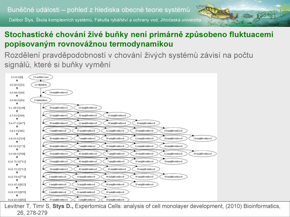 rovnovážnou termodynamikou Rozdělení pravděpodobností v chování živých systémů závisí na počtu signálů, které si buňky