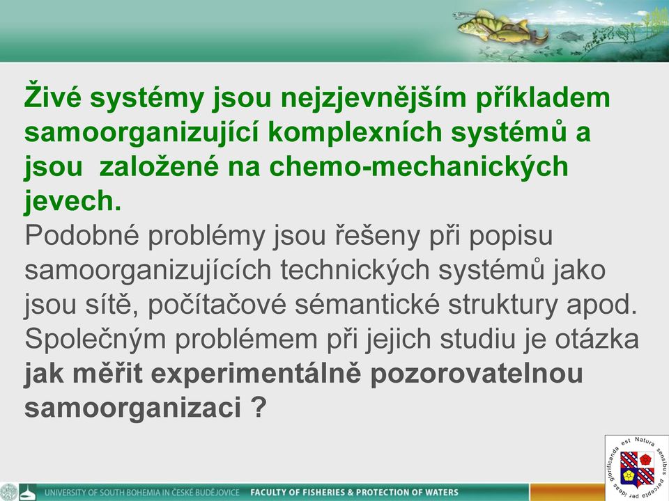 Podobné problémy jsou řešeny při popisu samoorganizujících technických systémů jako jsou