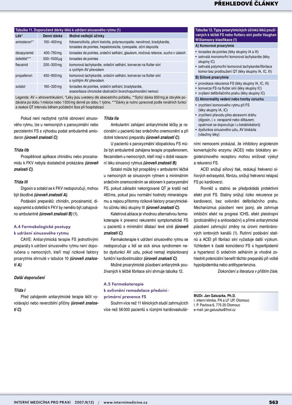 de pointes, hepatotoxicita, tyreopatie, oční depozita disopyramid 400 750 mg torsades de pointes, srdeční selhání, glaukom, močová retence, sucho v ústech dofetilid*** 500 1000 µg torsades de pointes