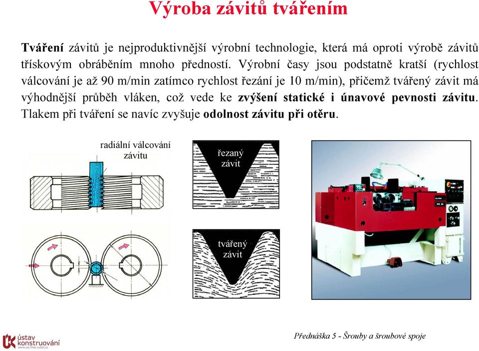 Výrobní časy jsou podstatně kratší (rychlost válcování je až 90 /in zatíco rychlost řezání je 10 /in), přičež