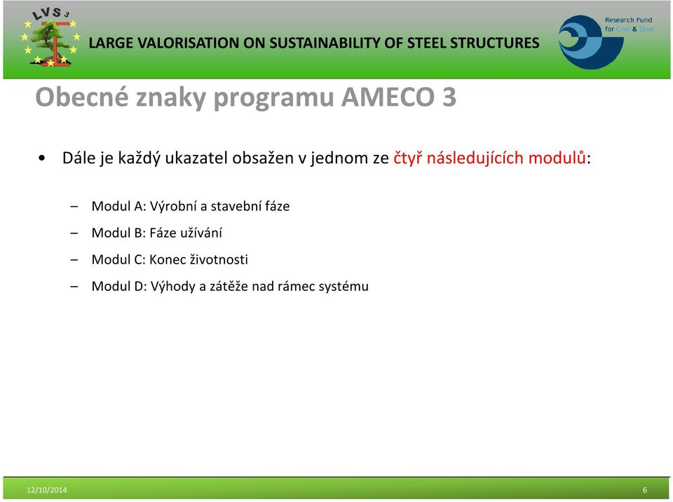 Výrobní a stavební fáze Modul B: Fáze užívání Modul C: