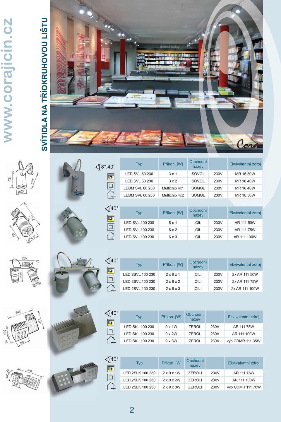 LED 2SVL 100 230 2 x 6 x 2 CILI 230V 2x AR 111 75W LED 2SVL 100 230 2 x 6 x 3 CILI 230V 2x AR 111 100W LED SKL 100 230 9 x 1W ZEROL 230V AR 111 75W LED SKL 100 230 9 x 2W ZEROL 230V AR 111 100W LED