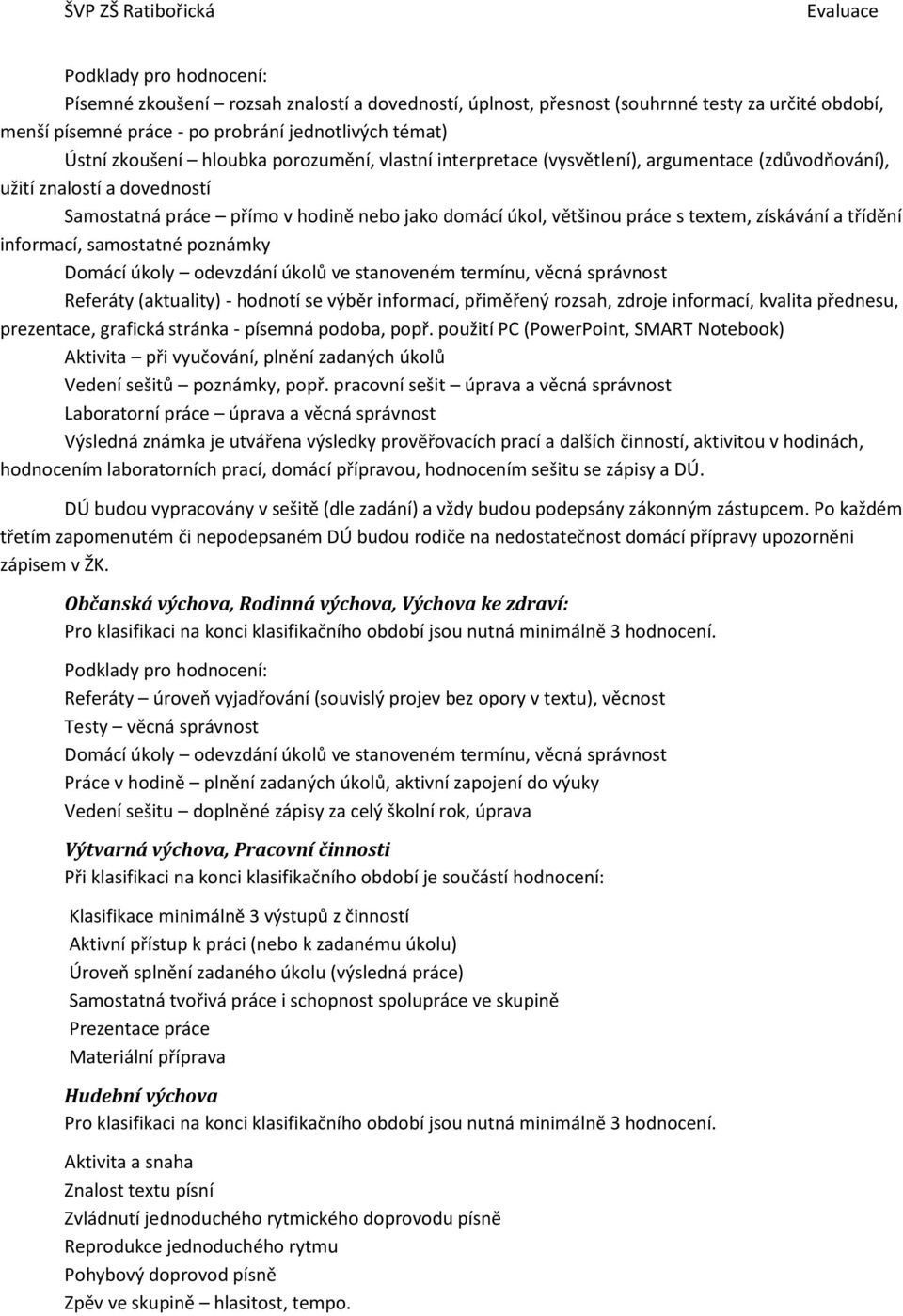 samostatné poznámky Domácí úkoly odevzdání úkolů ve stanoveném termínu, věcná správnost Referáty (aktuality) - hodnotí se výběr informací, přiměřený rozsah, zdroje informací, kvalita přednesu,