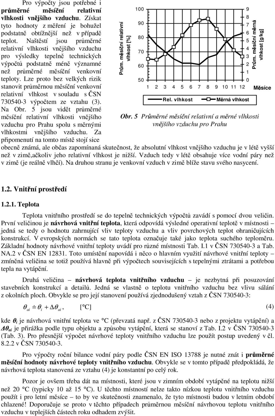 Lz proto bz vlkých rzk stanovt průměrnou měsíční vnkovní rlatvní vlhkost v souladu s ČSN 730540-3 výpočtm z vztahu (3). Na Obr.