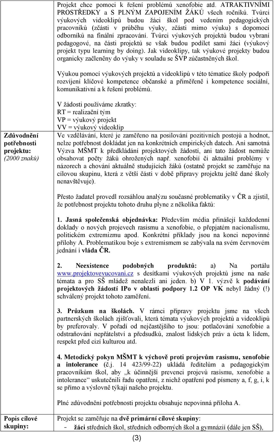 Tvůrci výukových projektů budou vybraní pedagogové, na části projektů se však budou podílet sami žáci (výukový projekt typu learning by doing).