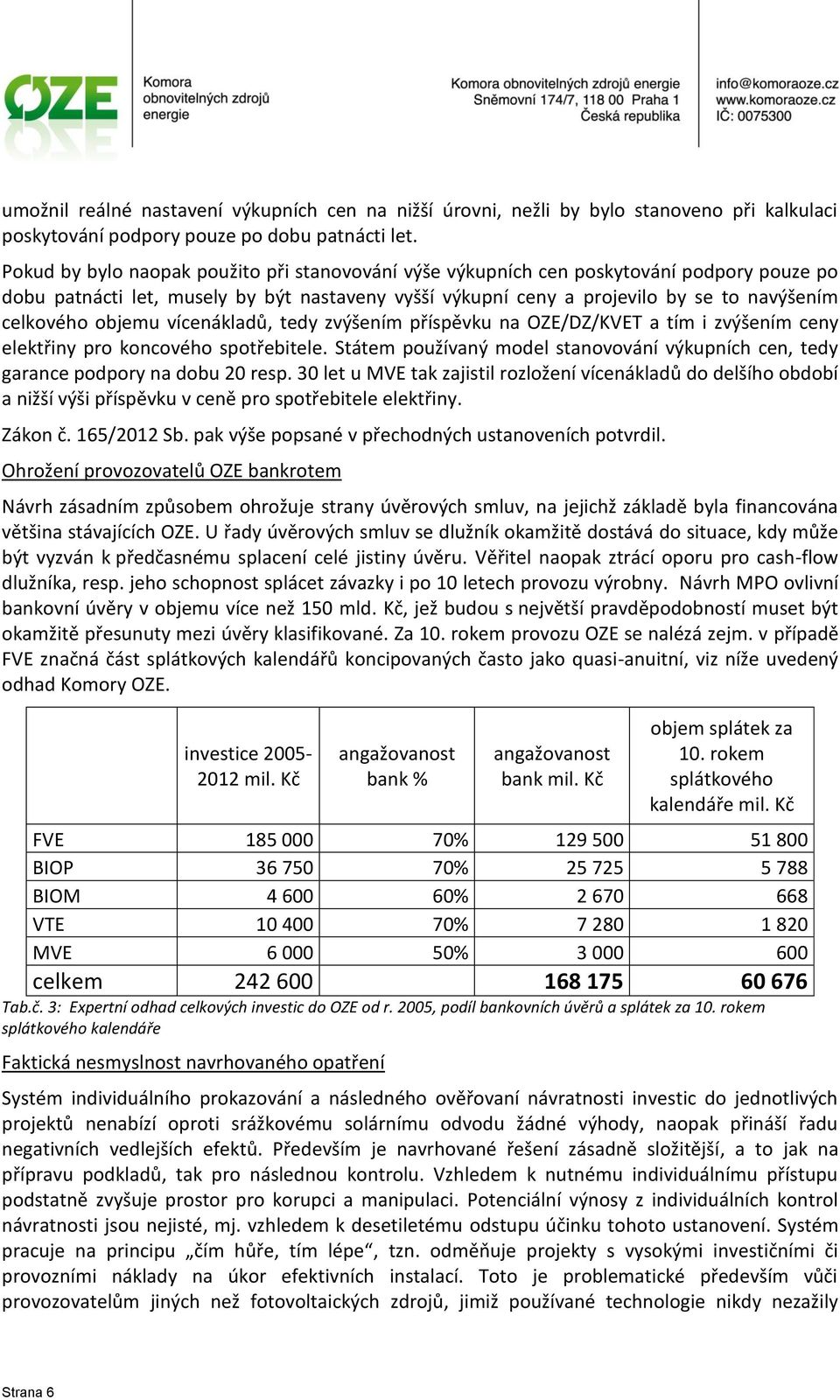 objemu vícenákladů, tedy zvýšením příspěvku na OZE/DZ/KVET a tím i zvýšením ceny elektřiny pro koncového spotřebitele.