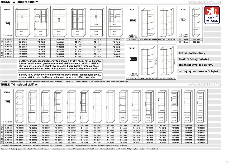 27012 TG 28012 TG 29012 TG 16013 TG 17013 TG 18013 TG 19013 TG 26013 TG 27013 TG 28013 TG 29013 TG 16014 TG 17014 TG 18014 TG 19014 TG 26014 TG 27014 TG 28014 TG 29014 Sestavy skříněk, obsahující