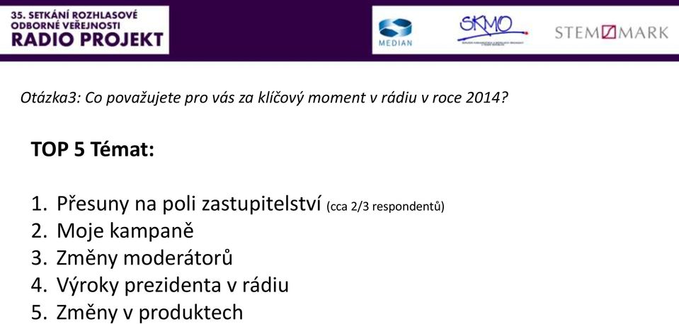 Přesuny na poli zastupitelství (cca 2/3 respondentů) 2.