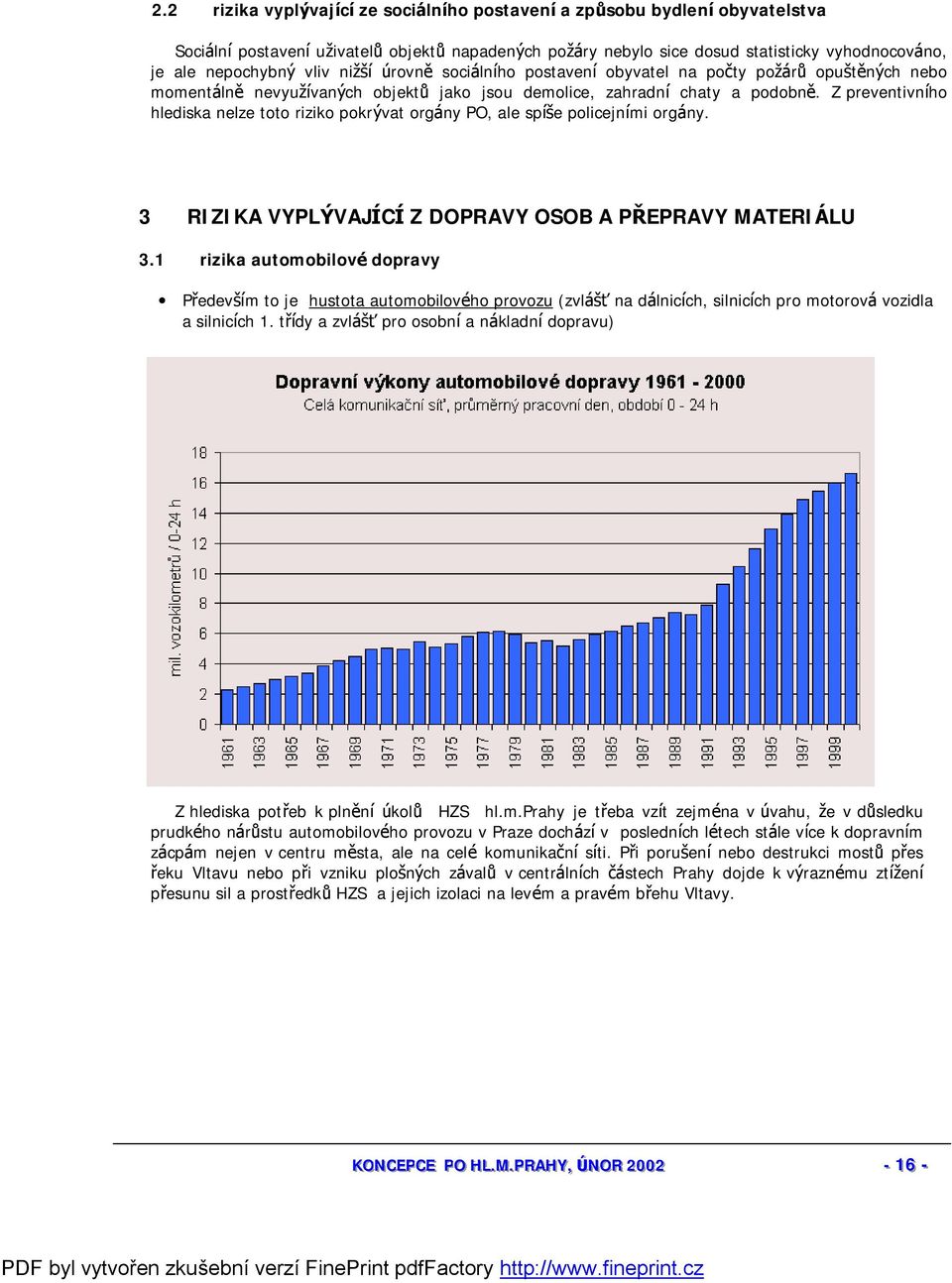 Z preventivního hlediska nelze toto riziko pokrývat orgá ny PO, ale spíš e policejními orgá ny. 3 RIZIKA VYPLÝ VAJÍCÍ Z DOPRAVY OSOB A PŘEPRAVY MATERIÁLU 3.