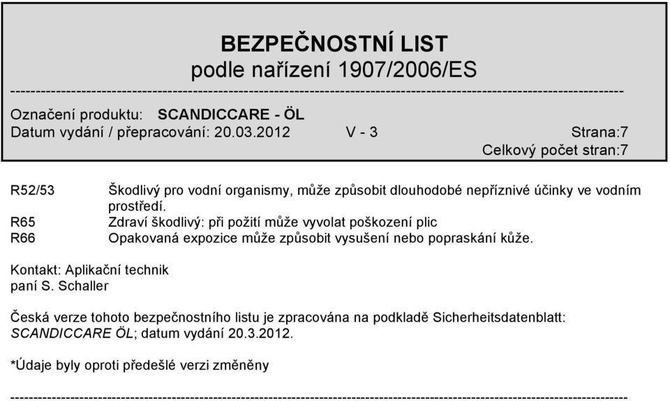 R65 Zdraví škodlivý: při požití může vyvolat poškození plic R66 Opakovaná expozice může způsobit vysušení nebo popraskání kůže.