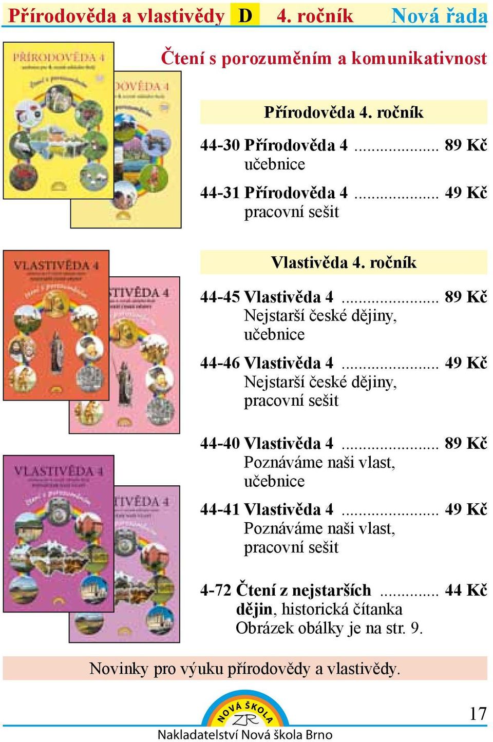 .. 49 Kč Nejstarší české dějiny, 44-40 vlastivěda 4... 89 Kč Poznáváme naši vlast, 44-41 vlastivěda 4.