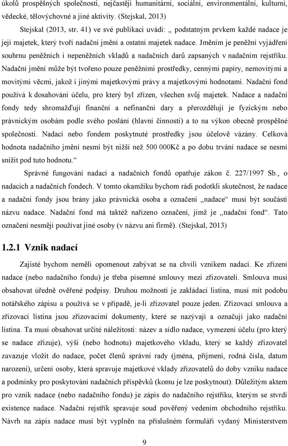 Jměním je peněžní vyjádření souhrnu peněžních i nepeněžních vkladů a nadačních darů zapsaných v nadačním rejstříku.