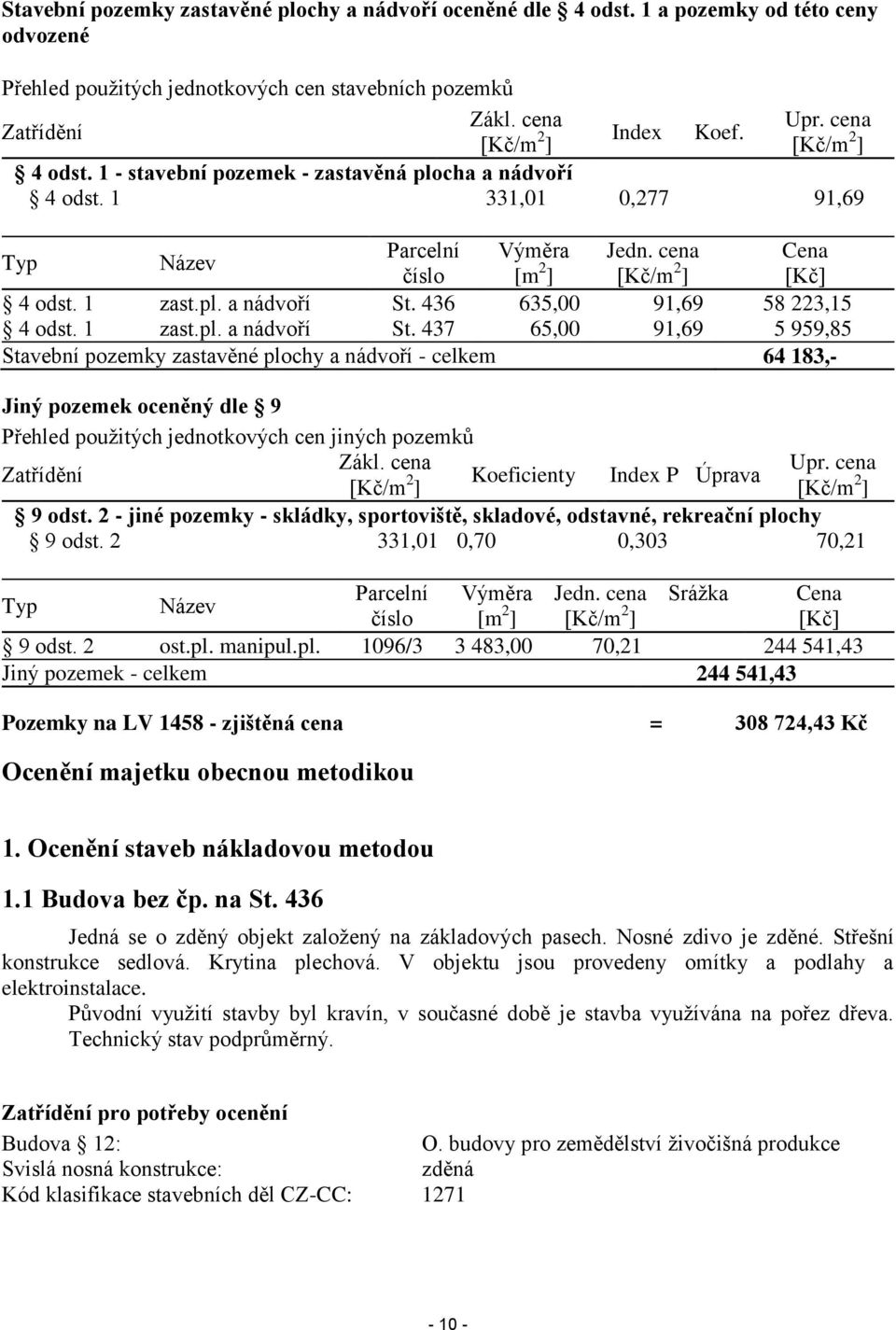 cena Cena číslo [m 2 ] [Kč/m 2 ] [Kč] 4 odst. 1 zast.pl. a nádvoří St.