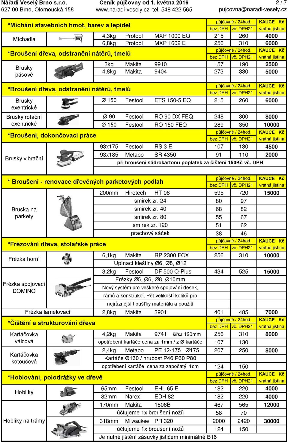 150-5 EQ 215 260 6000 Ø 90 Festool RO 90 DX FEQ 248 300 8000 Ø 150 Festool RO 150 FEQ 289 350 10000 93x175 Festool RS 3 E 107 130 4500 93x185 Metabo SR 4350 91 110 2000 při broušení sádrokartonu