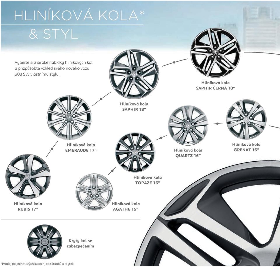 Hliníková kola SAPHIR ČERNÁ 18 Hliníková kola SAPHIR 18 Hliníková kola EMERAUDE 17 Hliníková kola