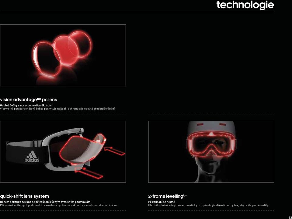 Quick-Shift Lens System Během několika sekund se přizpůsobí různým světelným podmínkám Při změně světelných podmínek