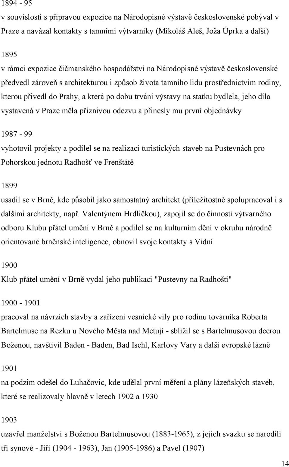 výstavy na statku bydlela, jeho díla vystavená v Praze měla příznivou odezvu a přinesly mu první objednávky 1987-99 vyhotovil projekty a podílel se na realizaci turistických staveb na Pustevnách pro