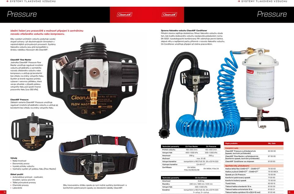 Systémy tlakového vzduchu jsou plně kompatibilní s širokou nabídkou hlavových dílů CleanAIR.