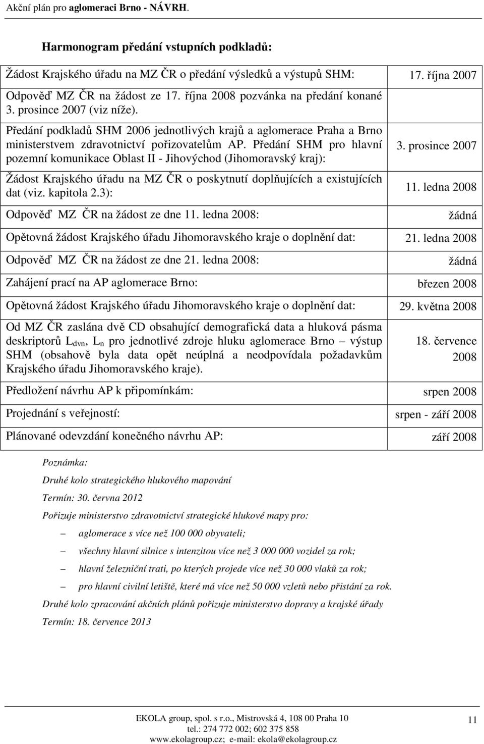 Předání SHM pro hlavní pozemní komunikace Oblast II - Jihovýchod (Jihomoravský kraj): Žádost Krajského úřadu na MZ ČR o poskytnutí doplňujících a existujících dat (viz. kapitola 2.