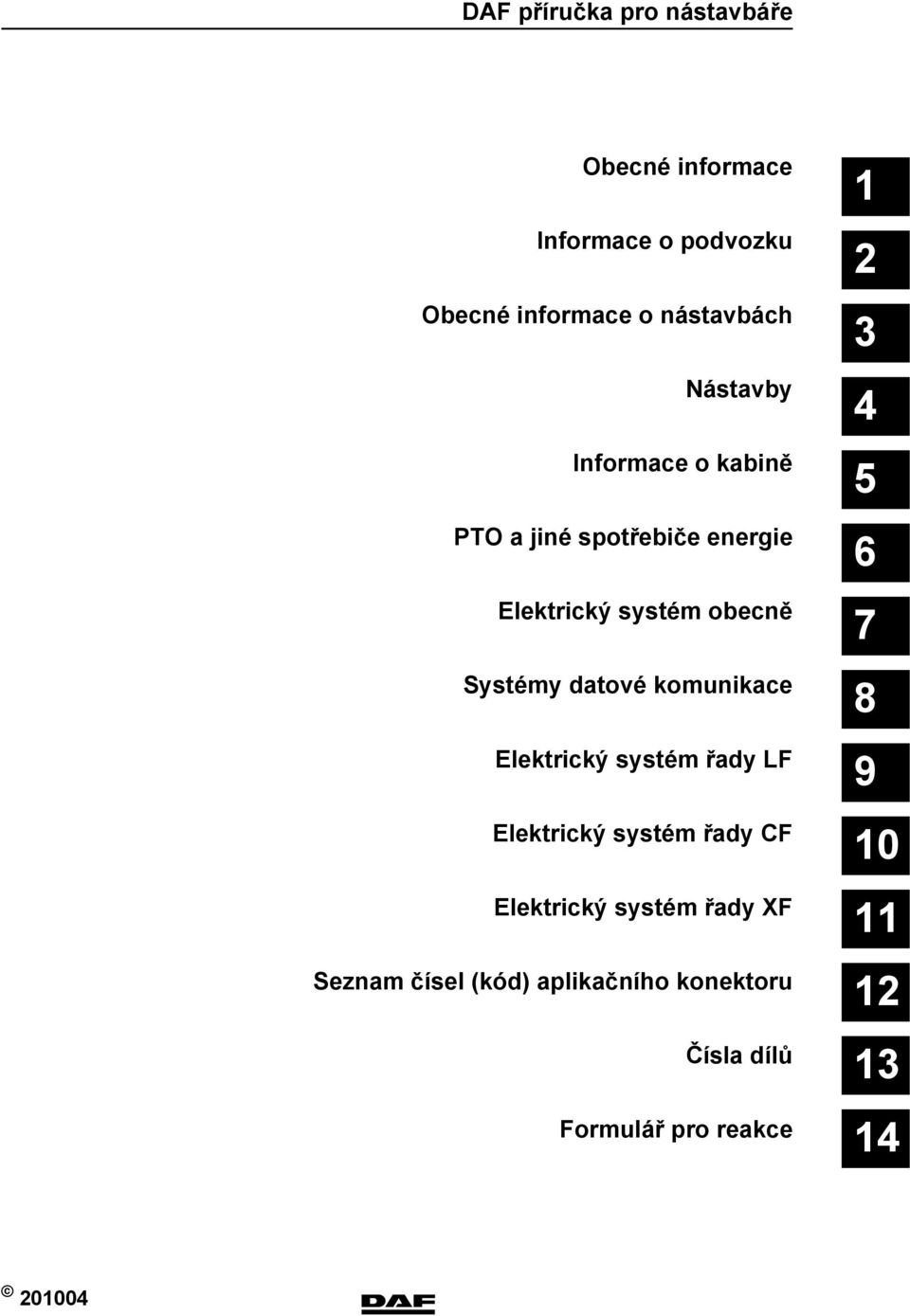 komunikace Elektrický systém řady LF Elektrický systém řady CF Elektrický systém řady XF Seznam