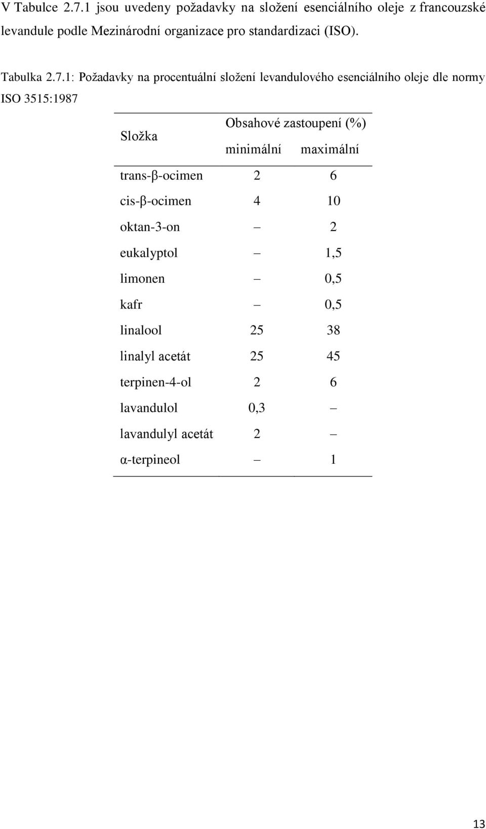 standardizaci (ISO). Tabulka 2.7.