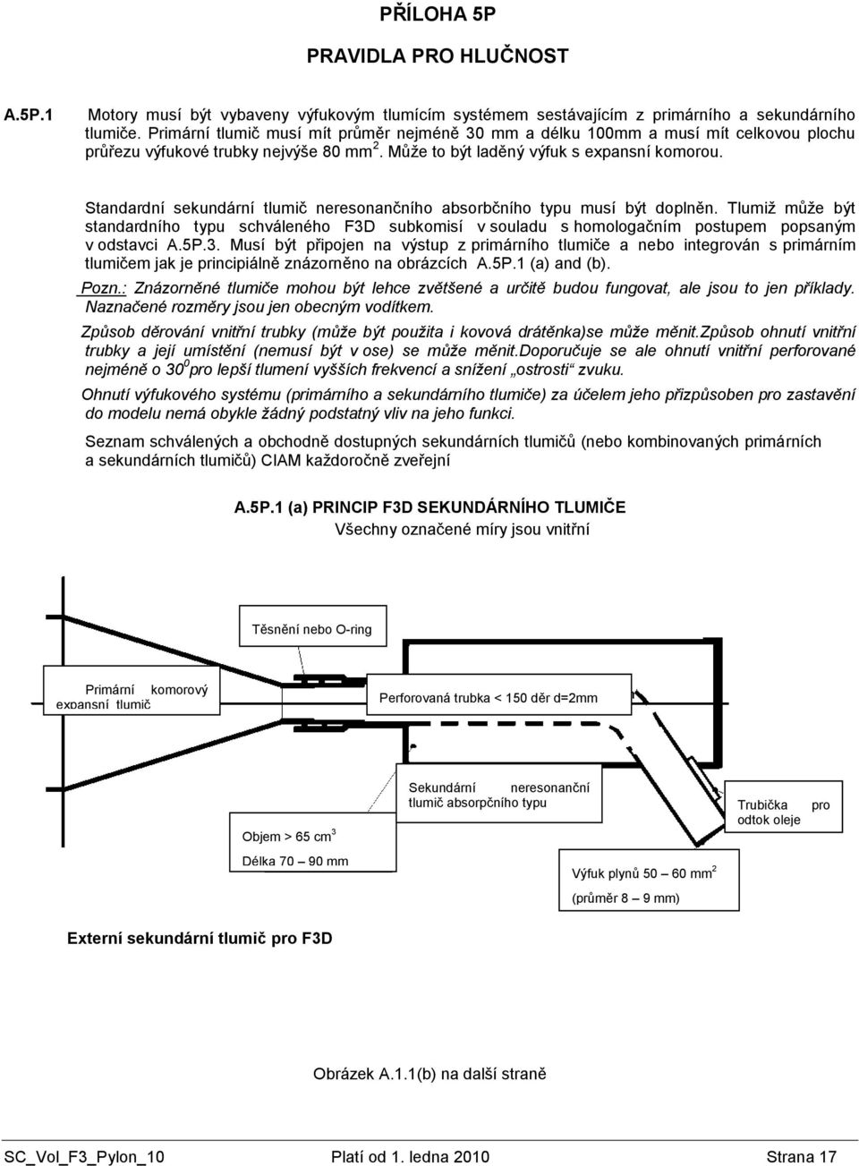 Standardní sekundární tlumič neresonančního absorbčního typu musí být doplněn. Tlumiţ můţe být standardního typu schváleného F3D