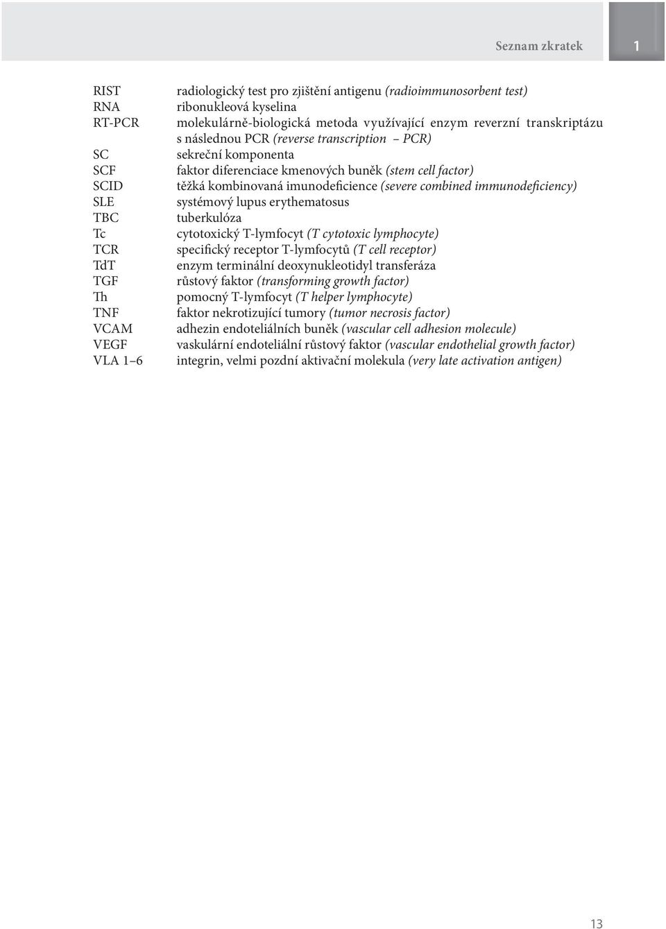 kombinovaná imunodeficience (severe combined immunodeficiency) systémový lupus erythematosus tuberkulóza cytotoxický T-lymfocyt (T cytotoxic lymphocyte) specifický receptor T-lymfocytů (T cell