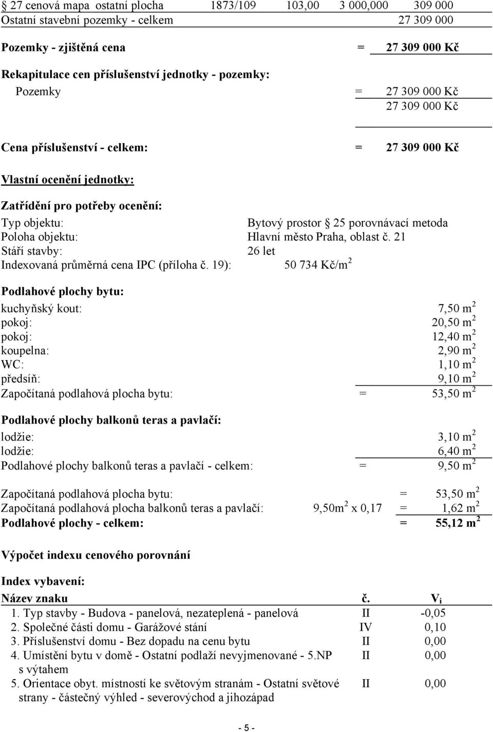 objektu: Hlavní město Praha, oblast č. 21 Stáří stavby: 26 let Indexovaná průměrná cena IPC (příloha č.